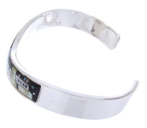Multicolor Silver Native American Design Cuff Bracelet YS67381